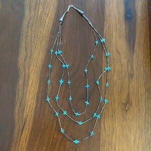 Vintage GRADUATED 3-strand MINI TURQUOISE NUGGETS Sterling SILVER bands & clasp